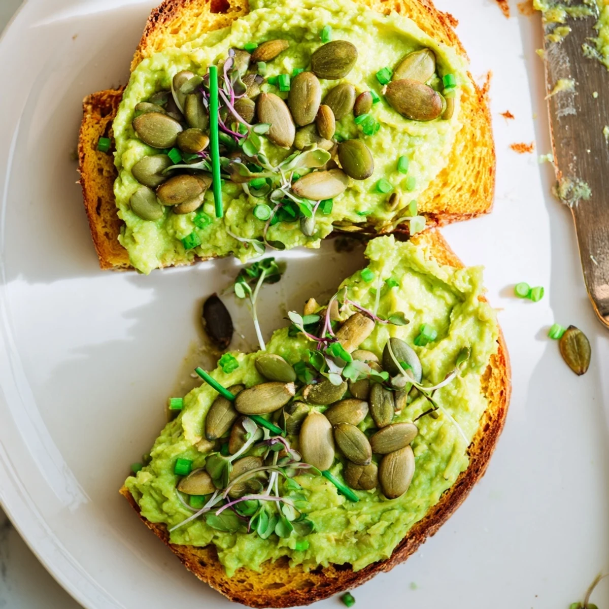 Fluffy pumpkin muffins transformed into Edamame Pumpkin Muffin Toasts, ideal for breakfast.  