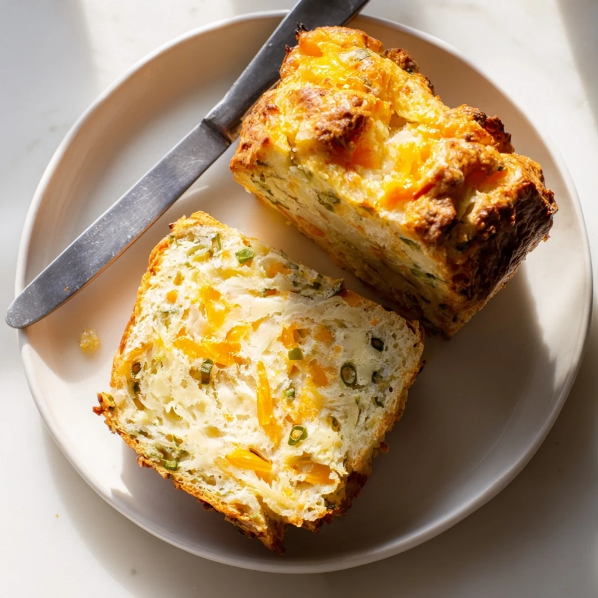 Savory-sweet maple ginger cheesy jalapeño muffin loaf, perfect for breakfast with butter.