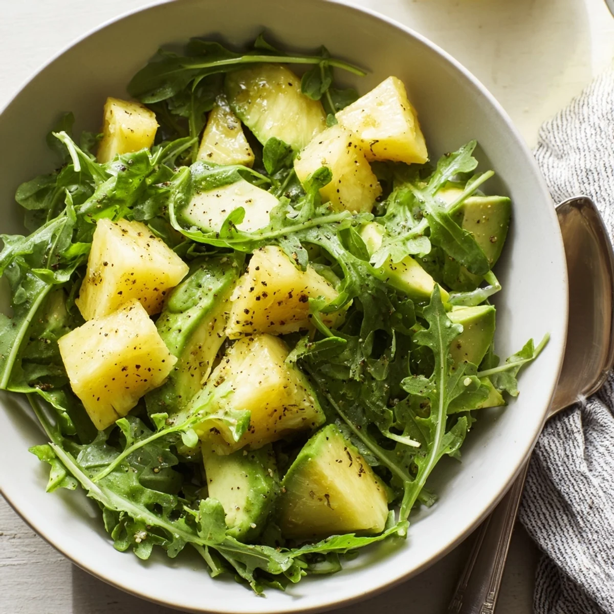Fresh Pineapple Avocado Summer Salad bursting with color and flavor, served cold.