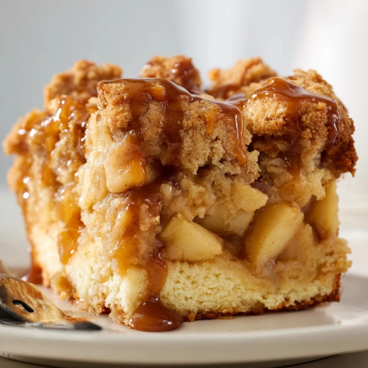 Tender cream soda caramel apple loaf with buttery biscuit topping, ideal for brunch gatherings.