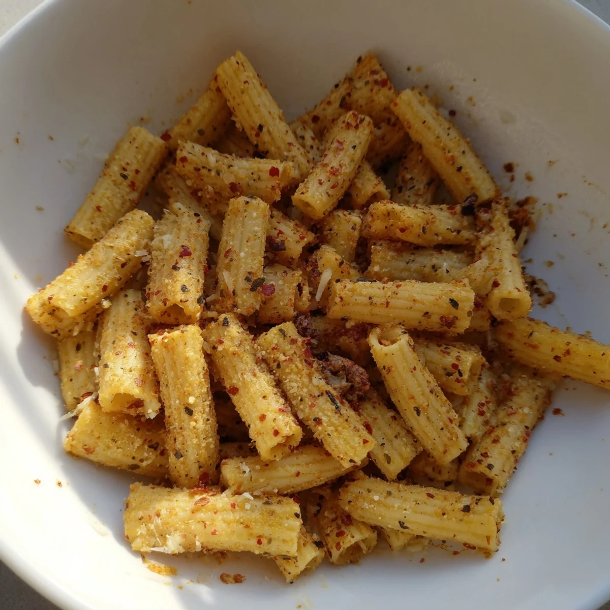 Golden, baked pasta chips seasoned variety for a crunchy snack or appetizer.  