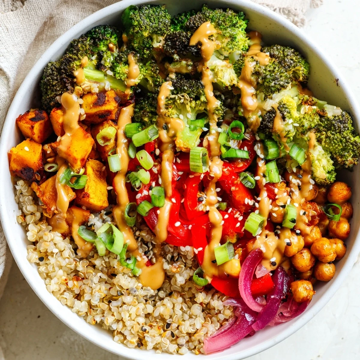 Healthy grain-filled Bold Sauce Drizzle Bowls drizzled with zesty sauces and fresh toppings.
