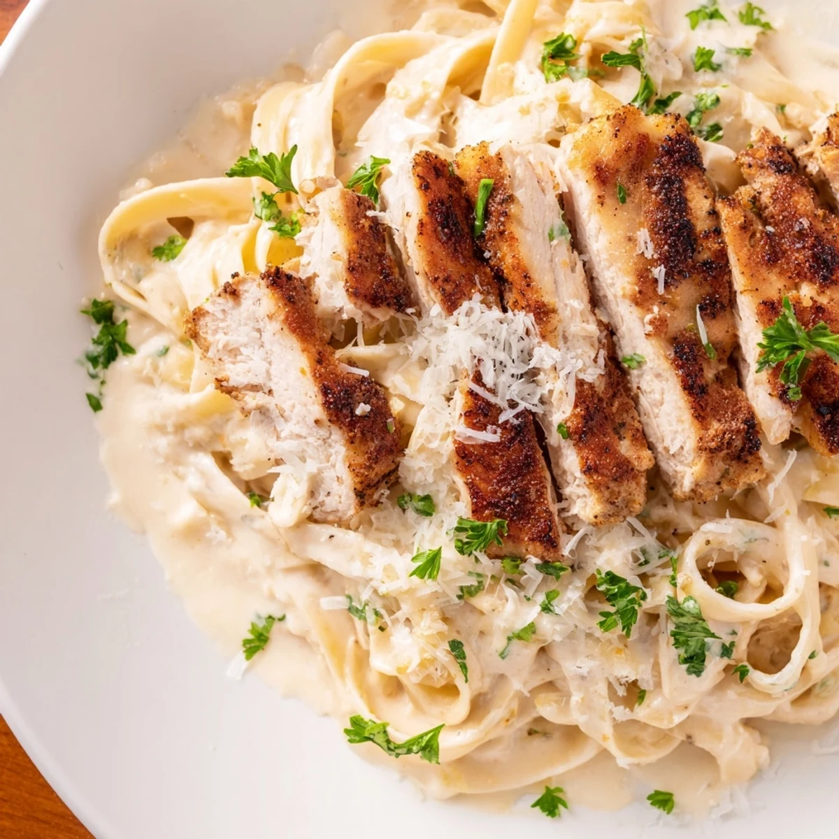 Enjoy tender chicken and alfredo sauce in this appetizing bowl of Cajun Chicken Alfredo pasta.