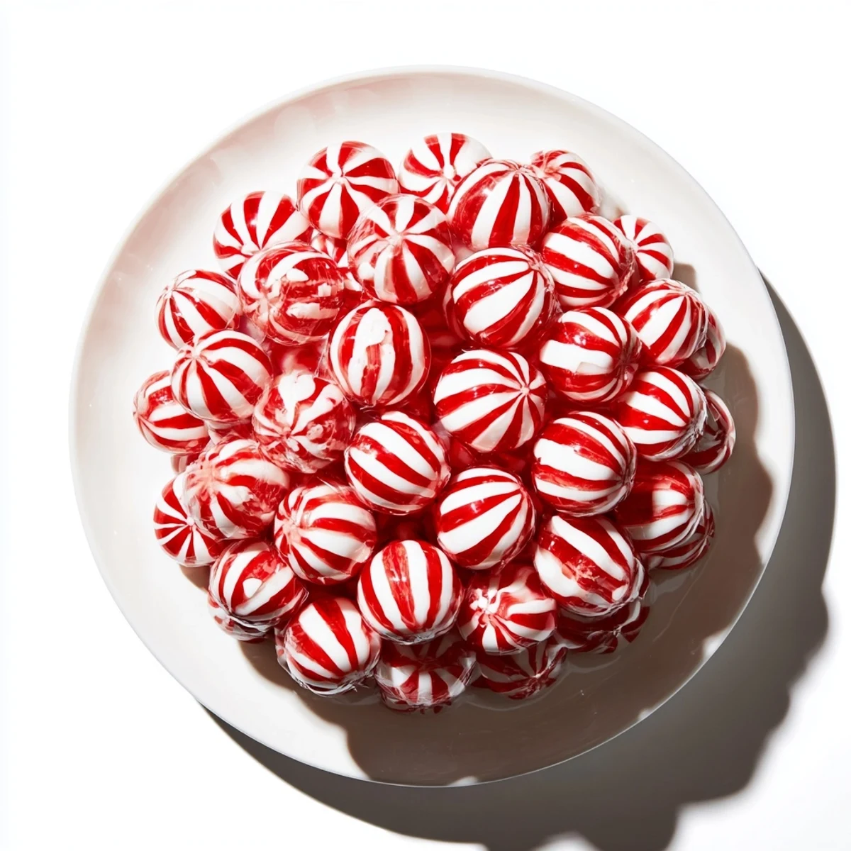 Shiny, melted peppermint candies forming a vibrant, festive no-bake peppermint candy bowl shape.