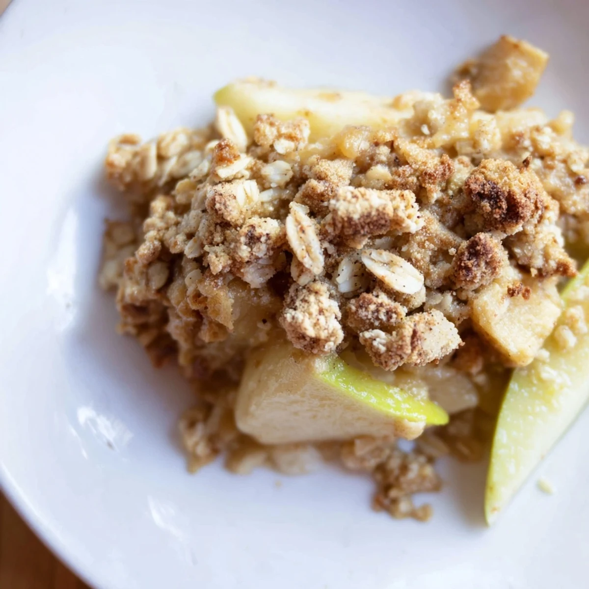 Best Apple Crisp bubbling hot from the oven, ready to serve with creamy vanilla ice cream.