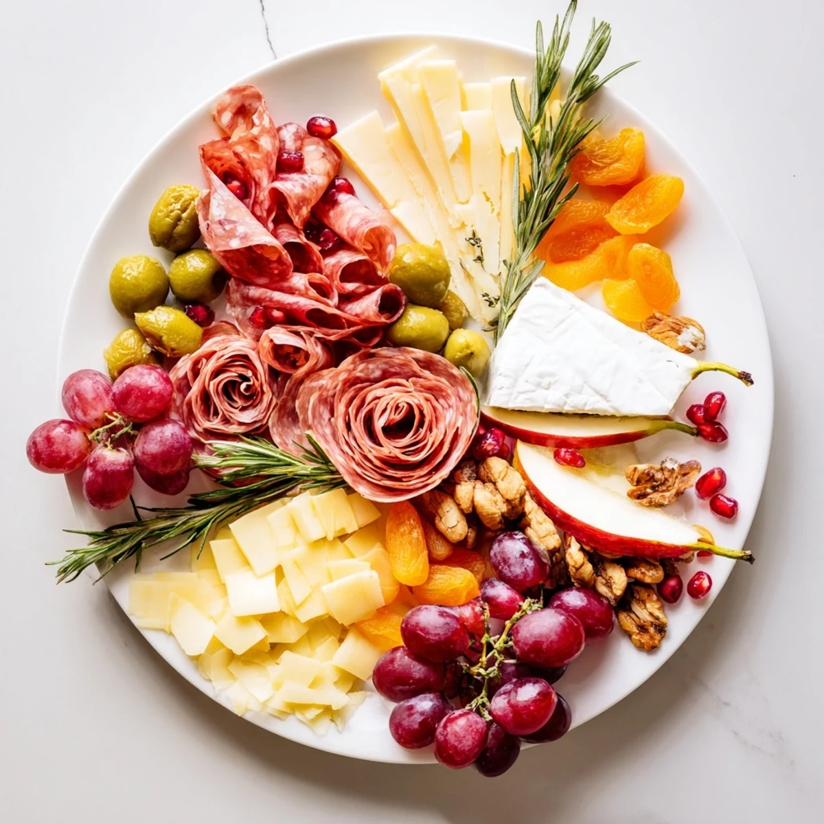 Holiday charcuterie meat rose bouquet, with salami and brie, ready to be enjoyed with crackers.