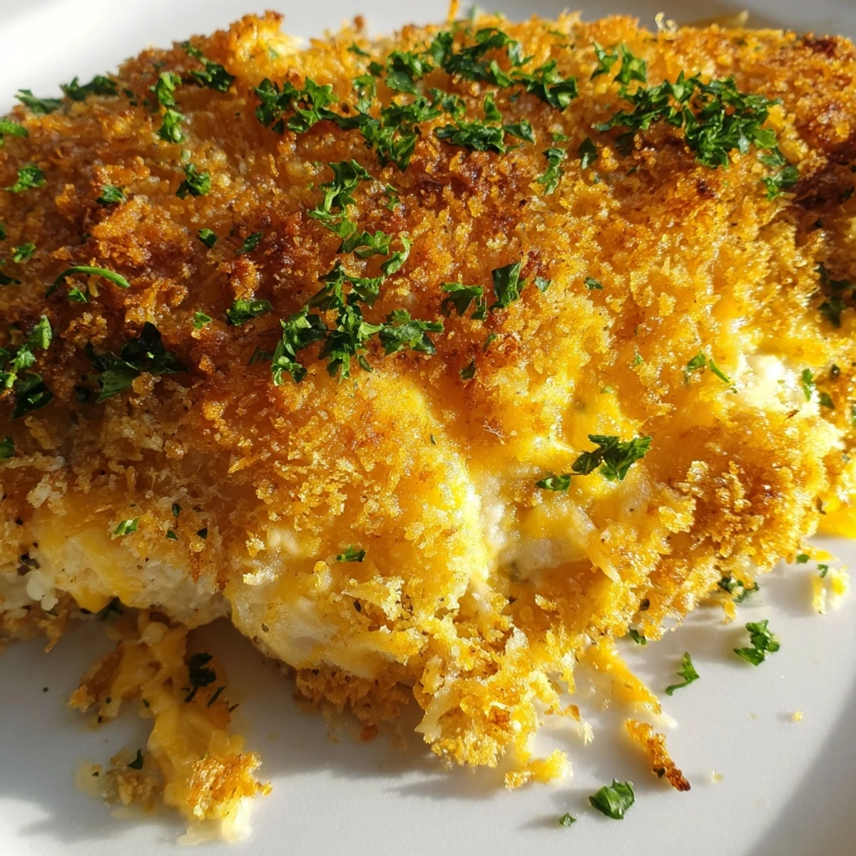 Golden, bubbly Cheesy Baked Chicken Breast, a comforting American dinner with melted cheese and crispy topping.