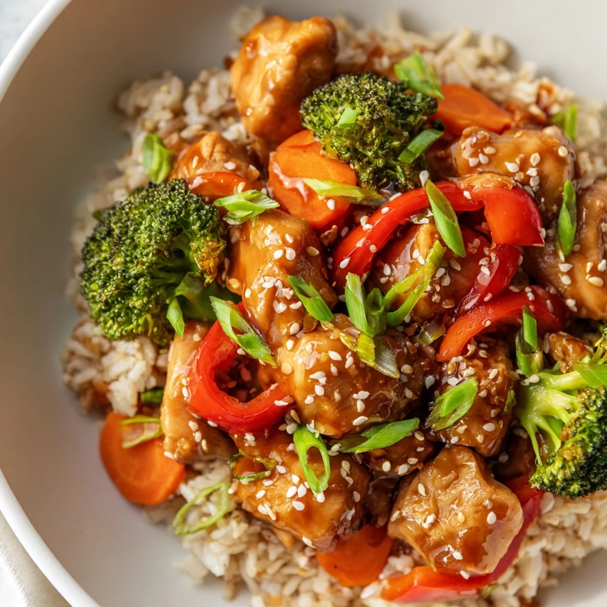 A delicious, easy-to-make Teriyaki Chicken Rice meal, showcasing tender chicken pieces and perfectly cooked rice.