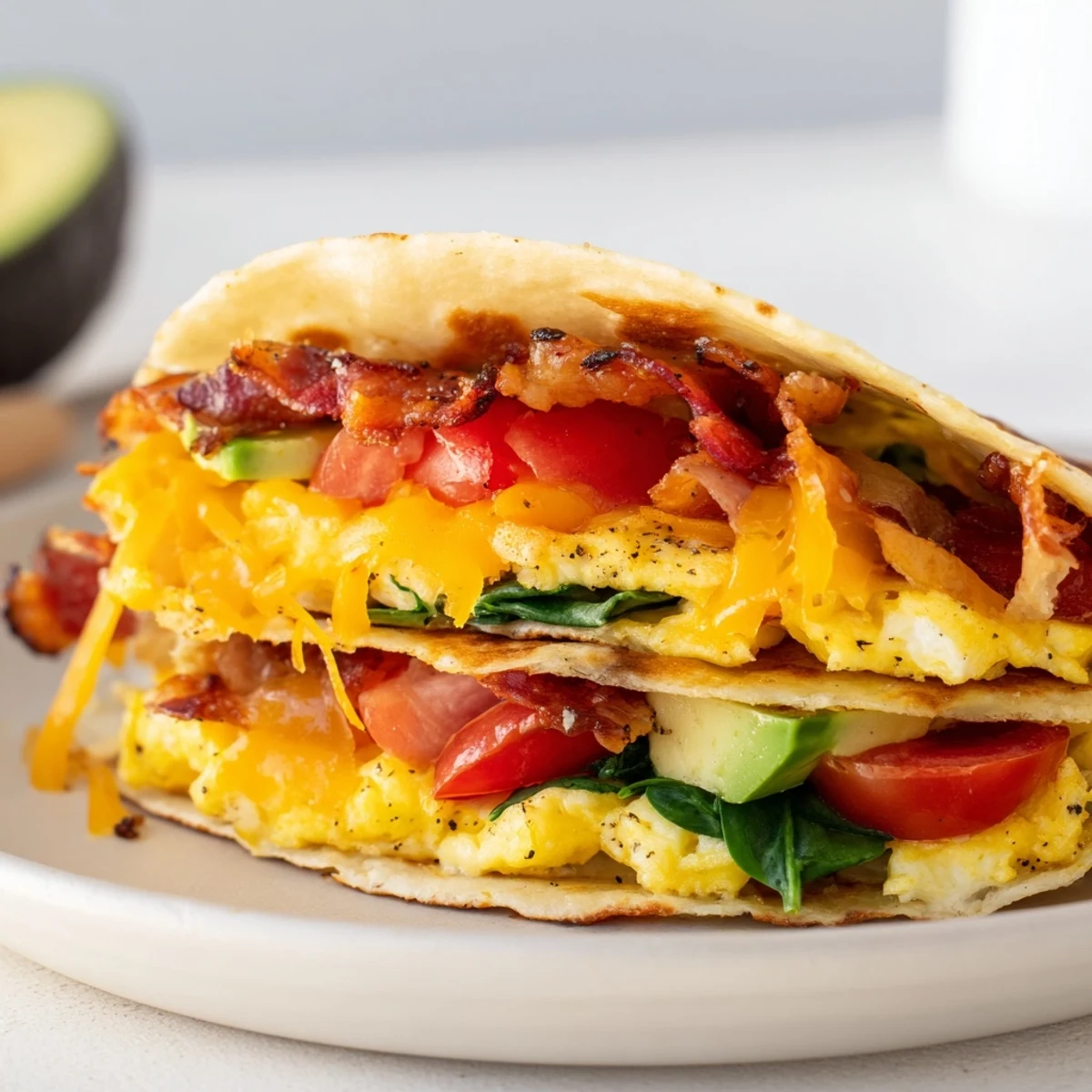 Get ready for breakfast: a perfectly crispy breakfast wrap filled with delicious, flavorful ingredients to enjoy.