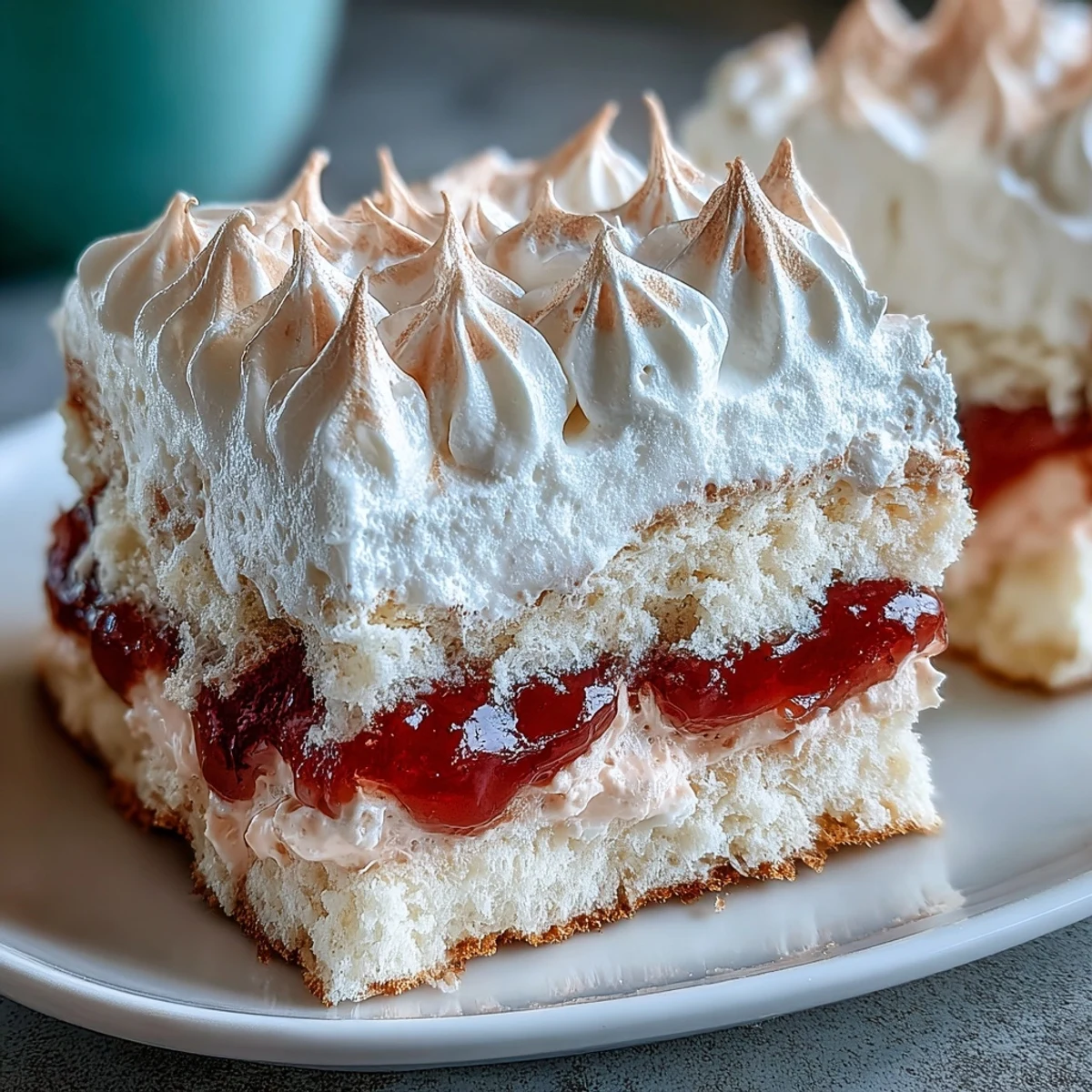 Freshly sliced Homemade Brazo Gitano reveals its pink guava filling and fluffy meringue on a rustic platter.