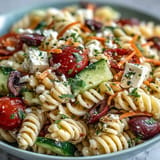 Vibrantly chilled Memorial Day Pasta Salad brimming with garden-fresh ingredients makes a perfect side.