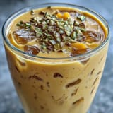 Vibrant, chilled mango lassi smoothie blended with yogurt and a hint of spice.