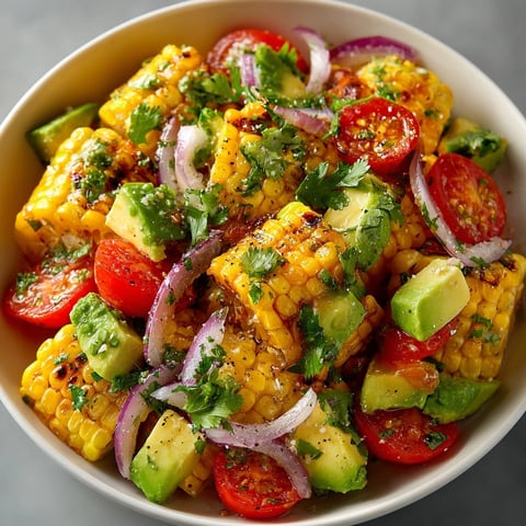 Grilled Corn and Avocado Salad bursts with smoky sweetness; a summer side dish.