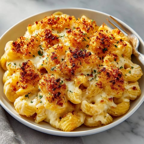Golden, bubbly Tini's Mac and Cheese, fresh from the oven, promises creamy, cheesy comfort.