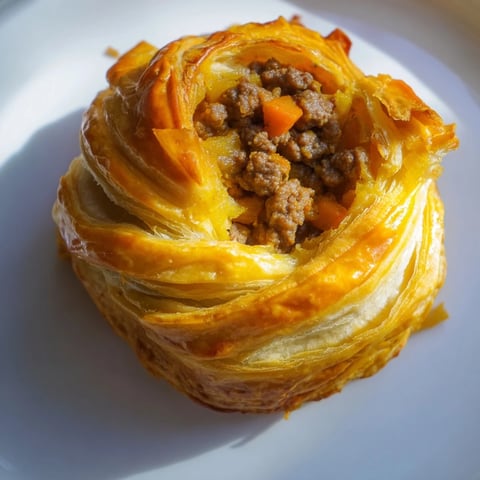 Savory Japanese curry pie muffins baked to golden perfection for a comforting snack.  