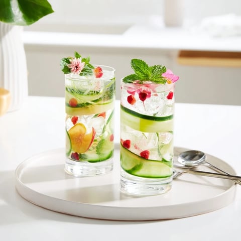 Refreshing water-based mocktails infused with strawberries and mint for a summer sip.  
