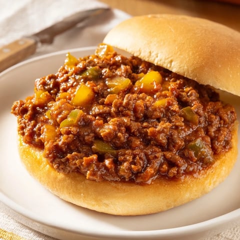 Steaming, savory Sloppy Joes piled high on toasted buns, ready for a comforting bite.