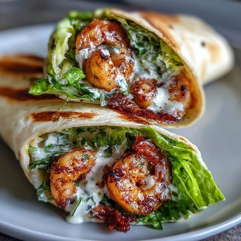 Golden grilled shrimp piled high with crisp chopped romaine and shaved Parmesan inside a soft flour tortilla.
