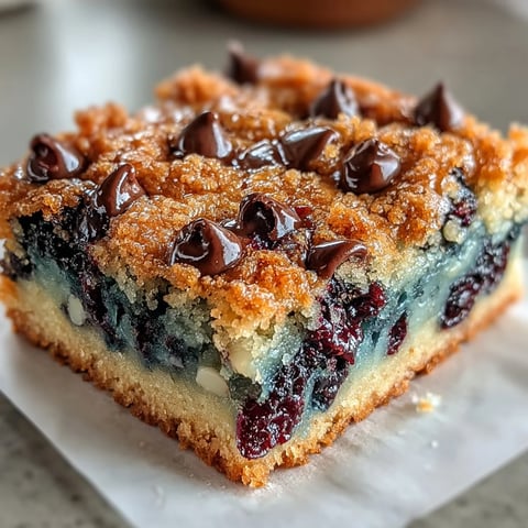 Golden blueberry blondies with juicy berries baked into a chewy, buttery base, perfect for summer picnics or dessert trays.