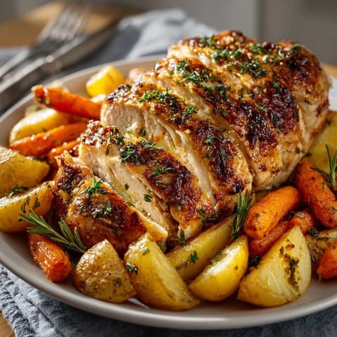 Fragrant Herb-Roasted Whole Chicken recipe: Crisp skin, juicy meat, an easy weeknight dinner.