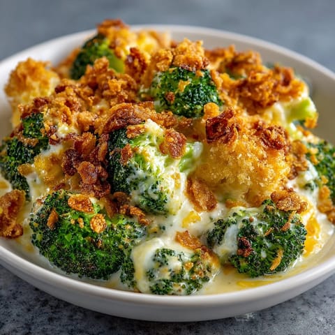 Creamy Broccoli &amp; Cheddar Casserole: Imagine tender broccoli in rich cheese sauce, comforting American fare.