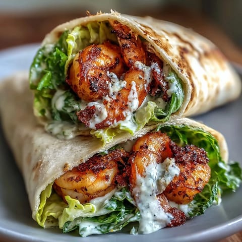 Smoky charred shrimp with crunchy romaine and creamy Caesar drizzle wrapped in a warm tortilla.