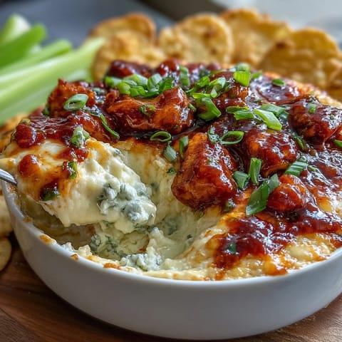 Creamy cottage cheese buffalo chicken dip with shredded chicken, spicy buffalo sauce, and melty cheeses, baked until golden and bubbly.  