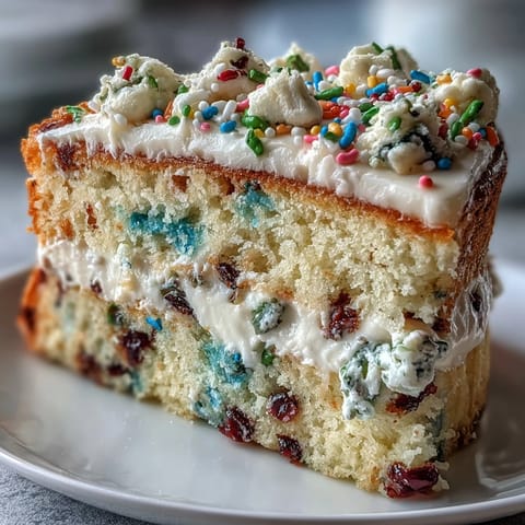 Bright and colorful Spring Birthday Party Funfetti Dip Cake ready for slicing.