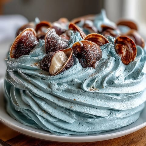 Cancer Zodiac Cake: Enchanting ocean blue with edible shimmering shells.