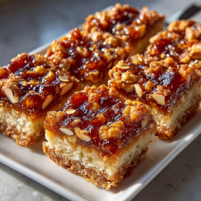 Warm, chewy Toasted Almond Maple Bar recipe, perfect with coffee on a Sunday morning.