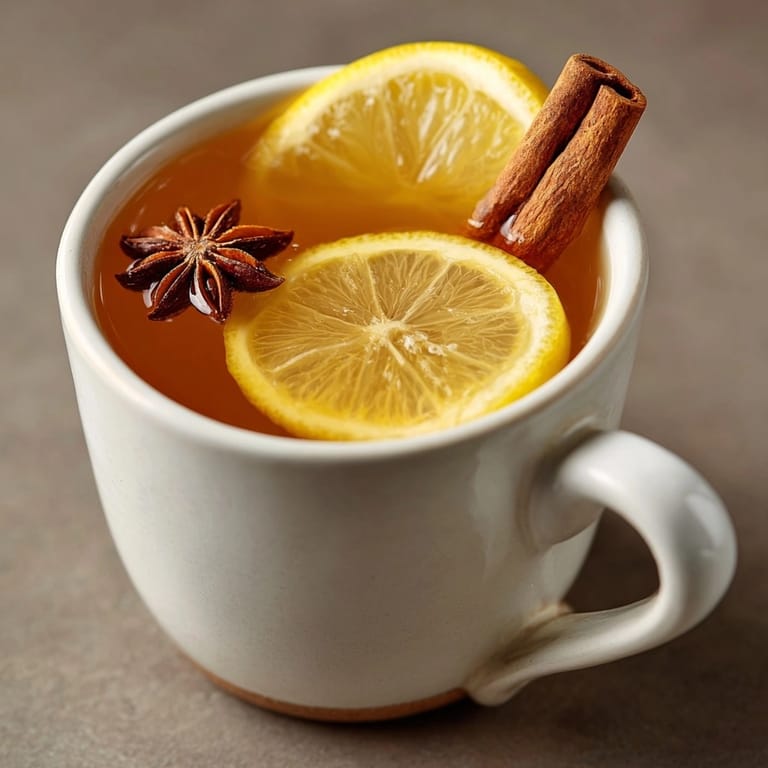 A comforting Hot Toddy Mocktail image featuring soothing herbs and citrus, ready to enjoy.