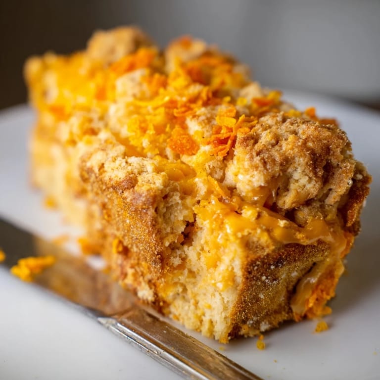 Golden-brown Flamin Hot Cheddar Cinnamon Sugar Biscuit Muffin Loaf served warm with butter.