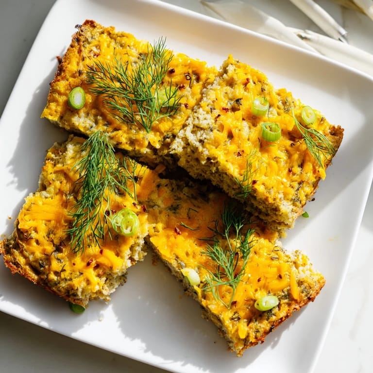 Savory Dill Pickle Chili Garlic Monster Cake Pancake Bars served warm with yogurt.  
