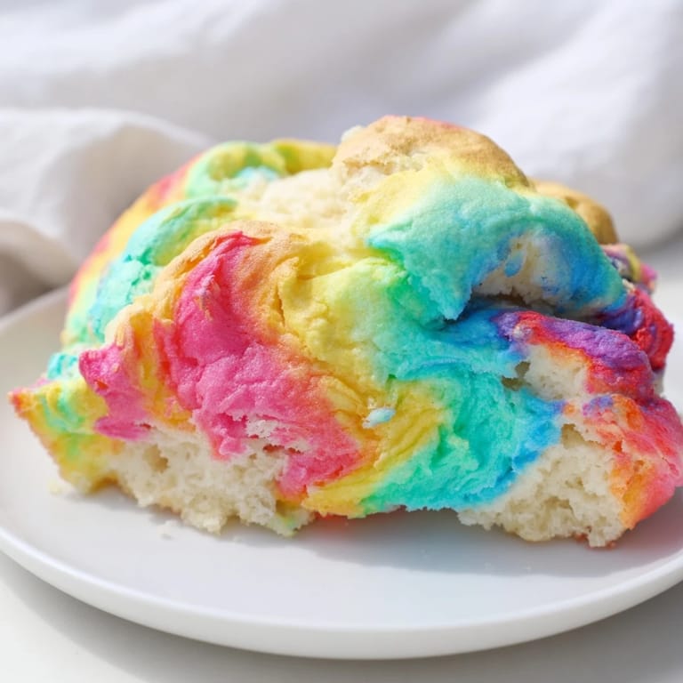 Fluffy Cloud Bread in a swirl of colors, ideal for gluten-free snack lovers.
