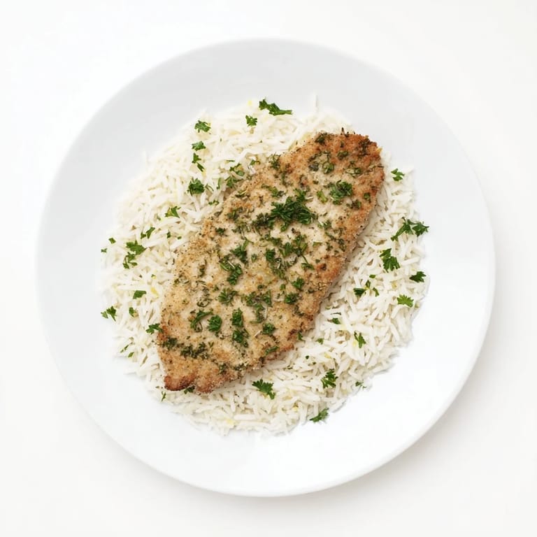 Sizzling Parmesan Herb Pork Chops, delicious and tender, presented with a bed of aromatic rice.