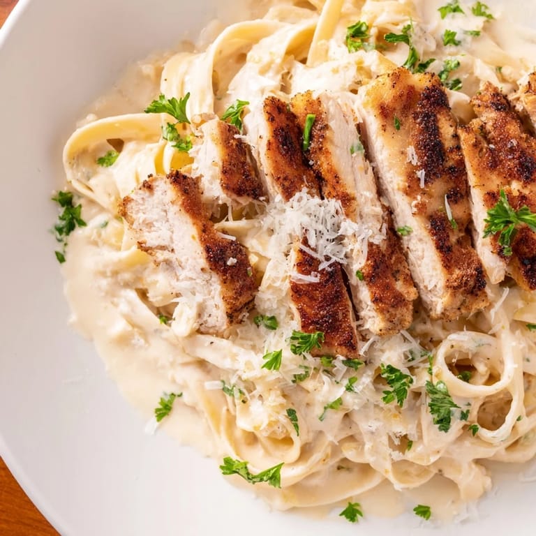 Enjoy tender chicken and alfredo sauce in this appetizing bowl of Cajun Chicken Alfredo pasta.