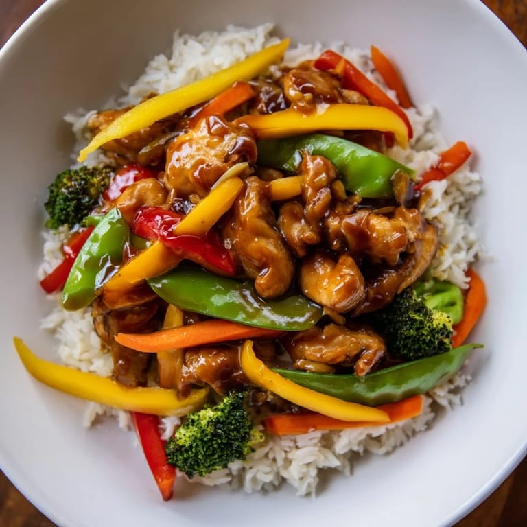 This Chicken Stir-Fry with Vegetables and Rice features tender chicken and vibrant, stir-fried vegetables.