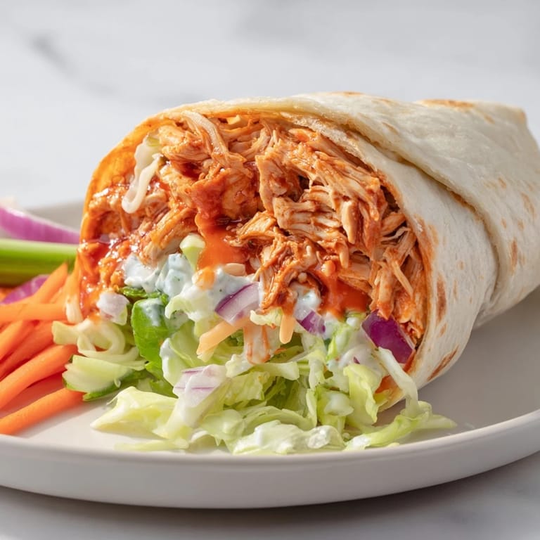 Golden air-fried Buffalo Turkey Christmas Wraps, packed with shredded turkey and crisp veggies.
