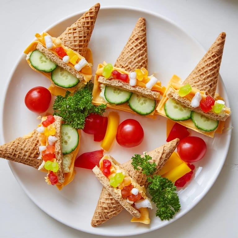 Edible Fairy Tale Castle Platter showcasing mini sandwiches, ice cream cone towers, and candy decorations.