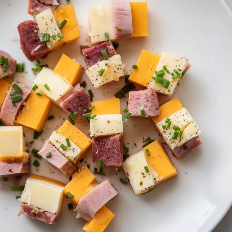 Colorful Checkerboard Picnic Bites, a delicious and easy appetizer with turkey, roast beef, and cheese.