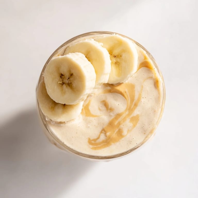 This smooth, refreshing peanut butter banana smoothie is ready for a satisfying morning drink.