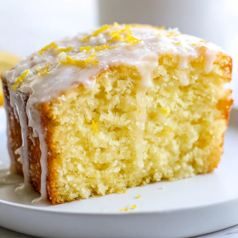 Homemade, moist Lemon Yogurt Cake, drizzled with lemon glaze, ready for a dessert celebration.