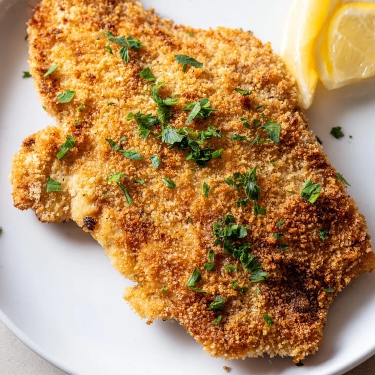 Crispy breading surrounds tender veal in this delicious Austrian Wiener Schnitzel, a classic dinner.