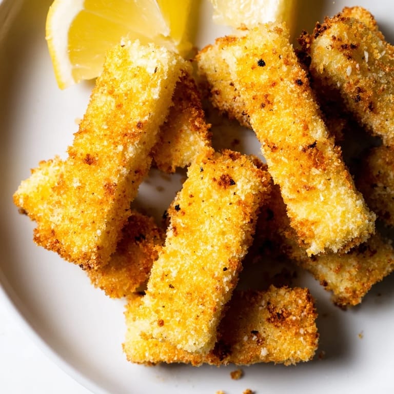 Delicious and golden, freshly fried crispy panko halloumi, perfect for a Mediterranean-inspired snack.