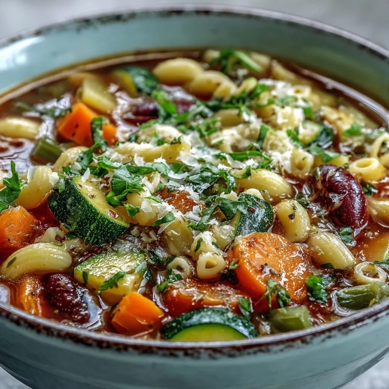 Our comforting Minestrone Vegetable Soup, packed with beans and pasta, perfect to share.