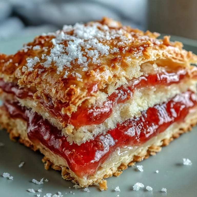 Sweet Guava Cheese Pop Tarts show flaky pastry layers and a drizzle of pink glaze dripping down the side.