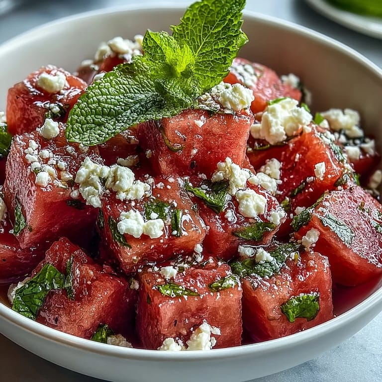 This easy 5-ingredient watermelon feta salad is perfect for summer BBQs, bursting with sweet and salty flavors.