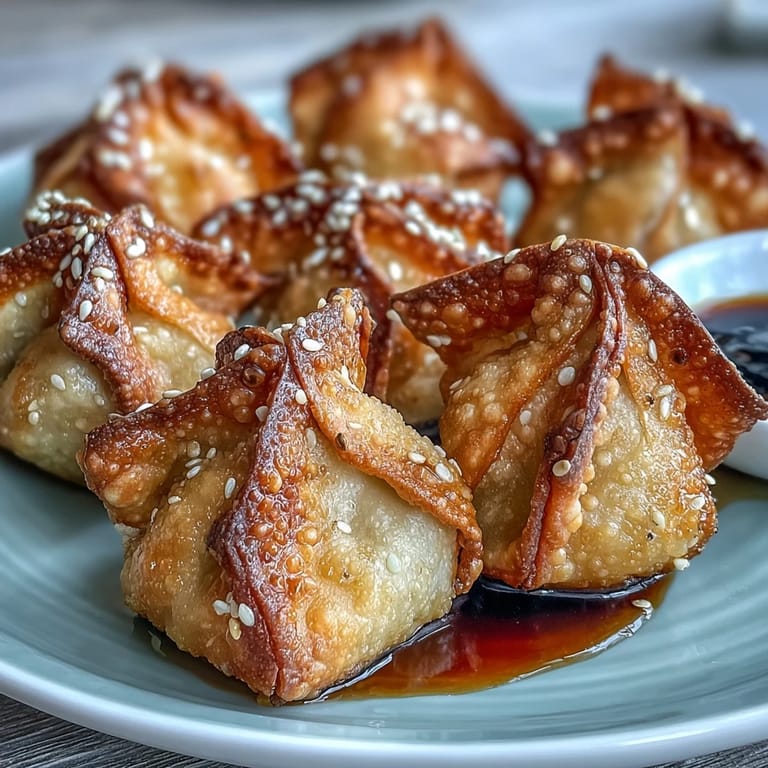 Crispy, golden dumplings air-fried to perfection, paired with tangy soy ginger sauce for an irresistible Asian-inspired snack.  
