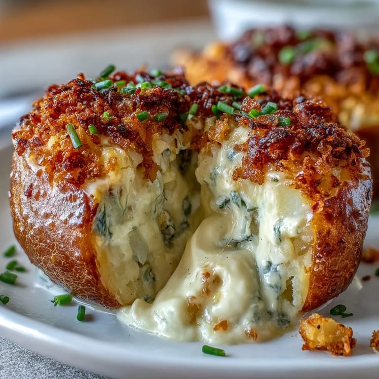 Baked bell peppers filled with cheesy funeral potatoes, savory onions, and a golden buttery cornflake topping.  