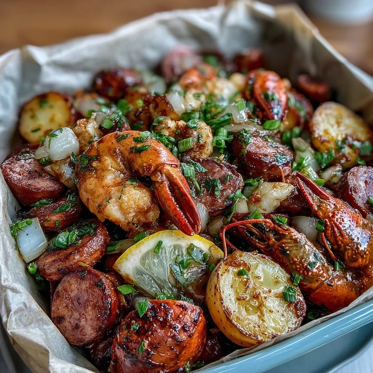 Easy crawfish boil foil packets bursting with spicy andouille sausage, tender vegetables, and citrus, perfect for outdoor grilling and minimal cleanup.  
